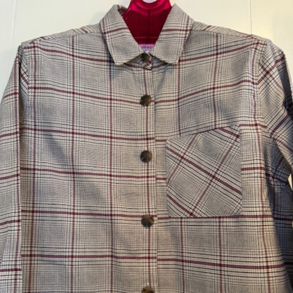 HUDSON NORTH Oversized  Plaid Flannel Shirt Dress - NEW - Size S